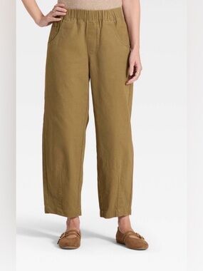 Women's Mid-Rise Barrel Leg Pull-On Pants Universal Thread Olive Green xl & xxl